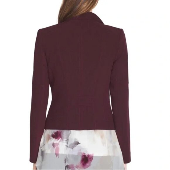 White House Black Market WHBM Shoulder Blazer Moto Jacket Maroon Burgundy 2 - Picture 3 of 5